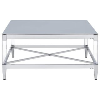 Lindley Square Tempered Mirror Acrylic Coffee Table Chrome