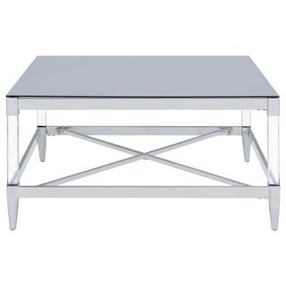 Lindley Square Tempered Mirror Acrylic Coffee Table Chrome