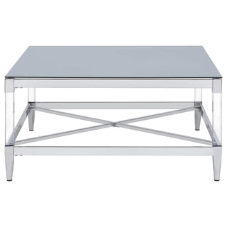 Lindley Square Tempered Mirror Acrylic Coffee Table Chrome