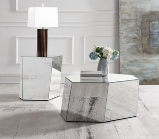 Capella 2-piece Mirrored Coffee and End Table Set Silver