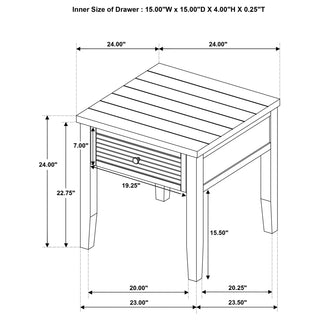 Concord 1-drawer Square End Table Distressed Java