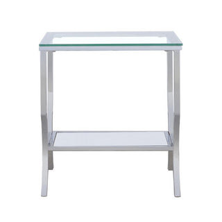 Saide Square Glass Top Side End Table Chrome