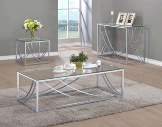 Lille Glass Top Entryway Console Table Accents Chrome
