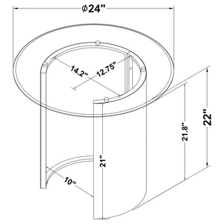 Morena Round Tawny Glass Top Side End Table Brushed Bronze
