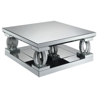 Amalia 2-piece Mirrored Coffee and End Table Set Silver
