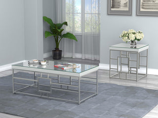 Dafina Square Mirrored Top Side End Table Chrome