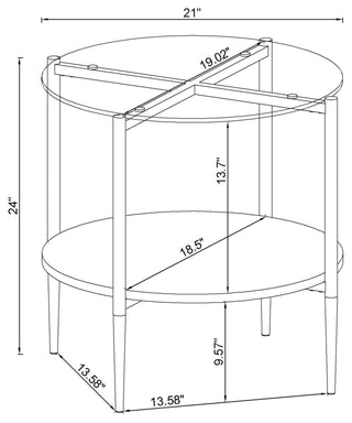 Cadee Round Glass Top End Table White and Chrome