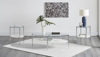 Cadee 3-piece Oval Coffee and End Table Set Chrome