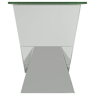 Taffeta Glass Top Mirrored Acrylic End Table Silver