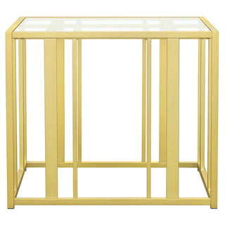 Adri Rectangular Glass Top Side End Table Matte Brass