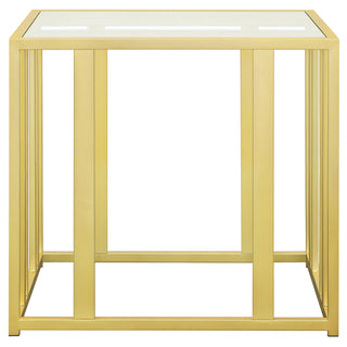 Adri Rectangular Glass Top Side End Table Matte Brass