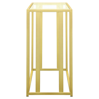 Adri Glass Top Entryway Console Table Matte Brass