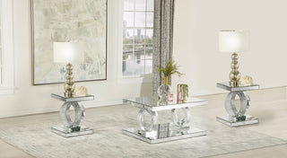 Breena 3-piece Mirrored Coffee and End Table Set Silver