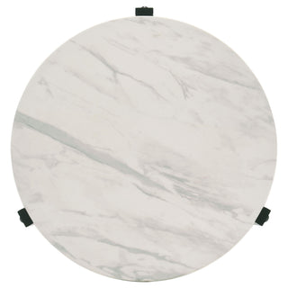 Tandi Round Faux Marble Side End Table White and Black