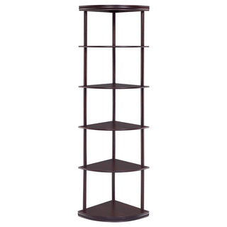 Bonwick 72-inch 5-shelf Corner Bookshelf Cappuccino