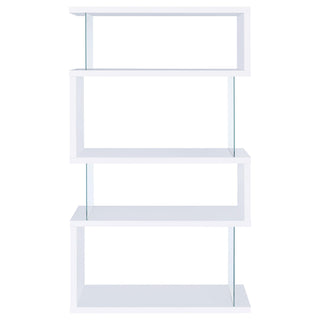 Emelle 63-inch 4-shelf Glass Panel Bookshelf White