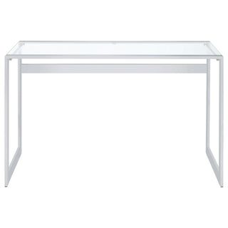 Hartford 47-inch Glass Top Writing Desk Chrome
