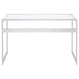 Hartford 47-inch Glass Top Writing Desk Chrome