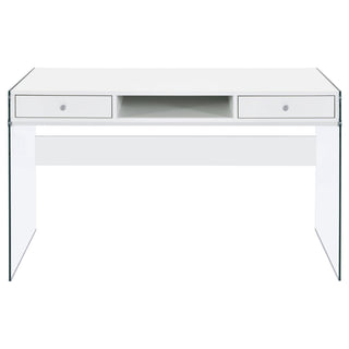 Dobrev 48-inch 2-drawer Writing Desk White High Gloss