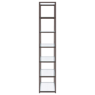 Kate 78-inch 5-shelf Glass Bookshelf Black Nickel