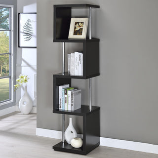 Baxter 67-inch 4-shelf Bookshelf Black and Chrome