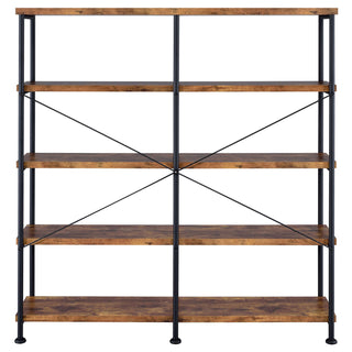 Analiese 63-inch 4-shelf Double Bookshelf Rustic Nutmeg