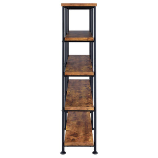 Analiese 63-inch 4-shelf Double Bookshelf Rustic Nutmeg