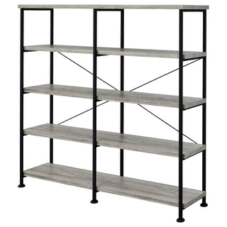 Analiese 63-inch 4-shelf Double Bookshelf Grey Driftwood