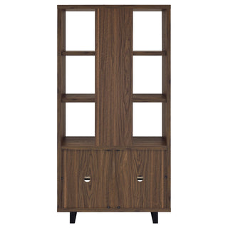 Maddox 71-inch 3-shelf Cabinet Bookcase Walnut