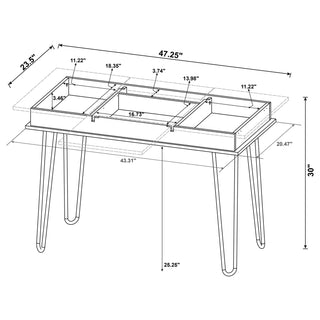 Sheeran 47-inch Writing Desk with Storage Rustic Amber
