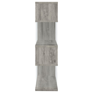 Emelle 63-inch 4-shelf Glass Panel Bookshelf Grey Driftwood