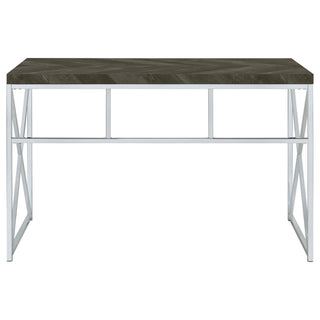 Grimma 47-inch Writing Office Desk Rustic Grey and Chrome