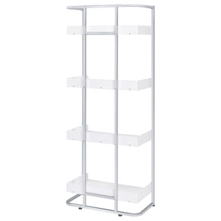 Ember 68-inch 4-shelf Bookshelf White High Gloss and Chrome