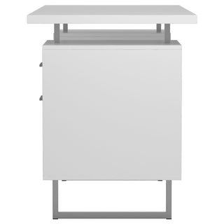 Lawtey 60-inch 2-drawer Computer Desk White High Gloss