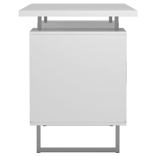 Lawtey 60-inch 2-drawer Computer Desk White High Gloss