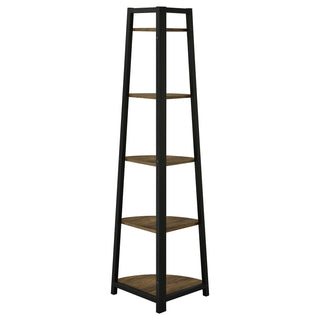 Jacksonville 63-inch 5-shelf Bookshelf Black and Aged Walnut