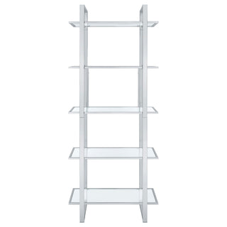 Hartford 79-inch 5-shelf Glass Bookshelf Chrome