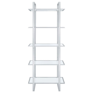 Hartford 79-inch 5-shelf Glass Bookshelf Chrome