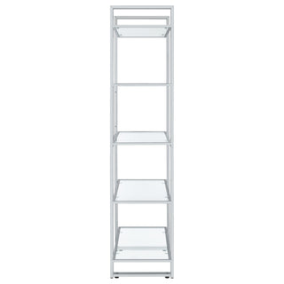 Hartford 79-inch 5-shelf Glass Bookshelf Chrome