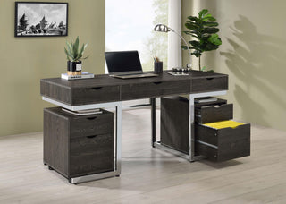 Noorvik 62-inch 3-drawer Engineered Wood Desk Dark Oak