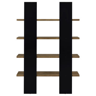 Danbrook 71-inch 4-shelf Bookshelf Black and Aged Walnut