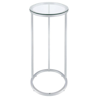 Kyle Oval Glass Top C-Shaped Sofa Side Table Chrome