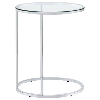 Kyle Oval Glass Top C-Shaped Sofa Side Table Chrome