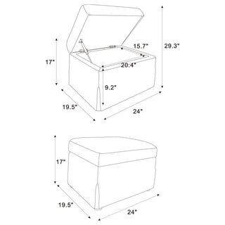 Winter Upholstered Hydraulic Lift Top Storage Ottoman Grey