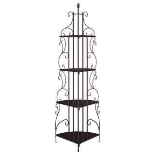 Poppy 74-inch 4-shelf Corner Bookshelf Copper and Cappuccino