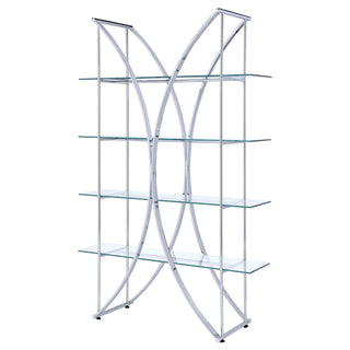 Larson 73-inch 4-shelf Glass Bookshelf Chrome