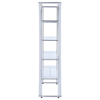 Larson 73-inch 4-shelf Glass Bookshelf Chrome