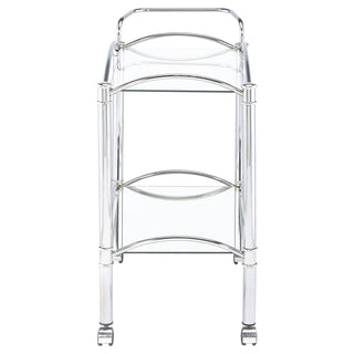 Shadix 2-tier Rectangular Glass Shelf Metal Bar Cart Chrome