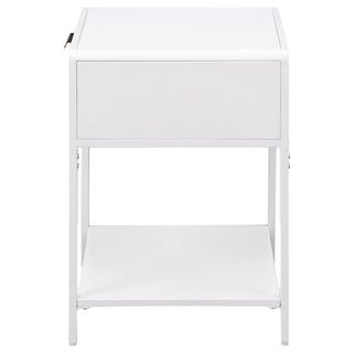 Amherst 1-drawer Radio Weave Cane Metal Bedside Table White