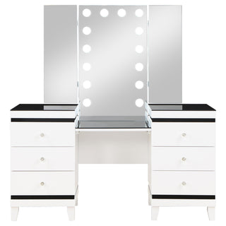 Talei 6-drawer Vanity Set with Lighting Black and White